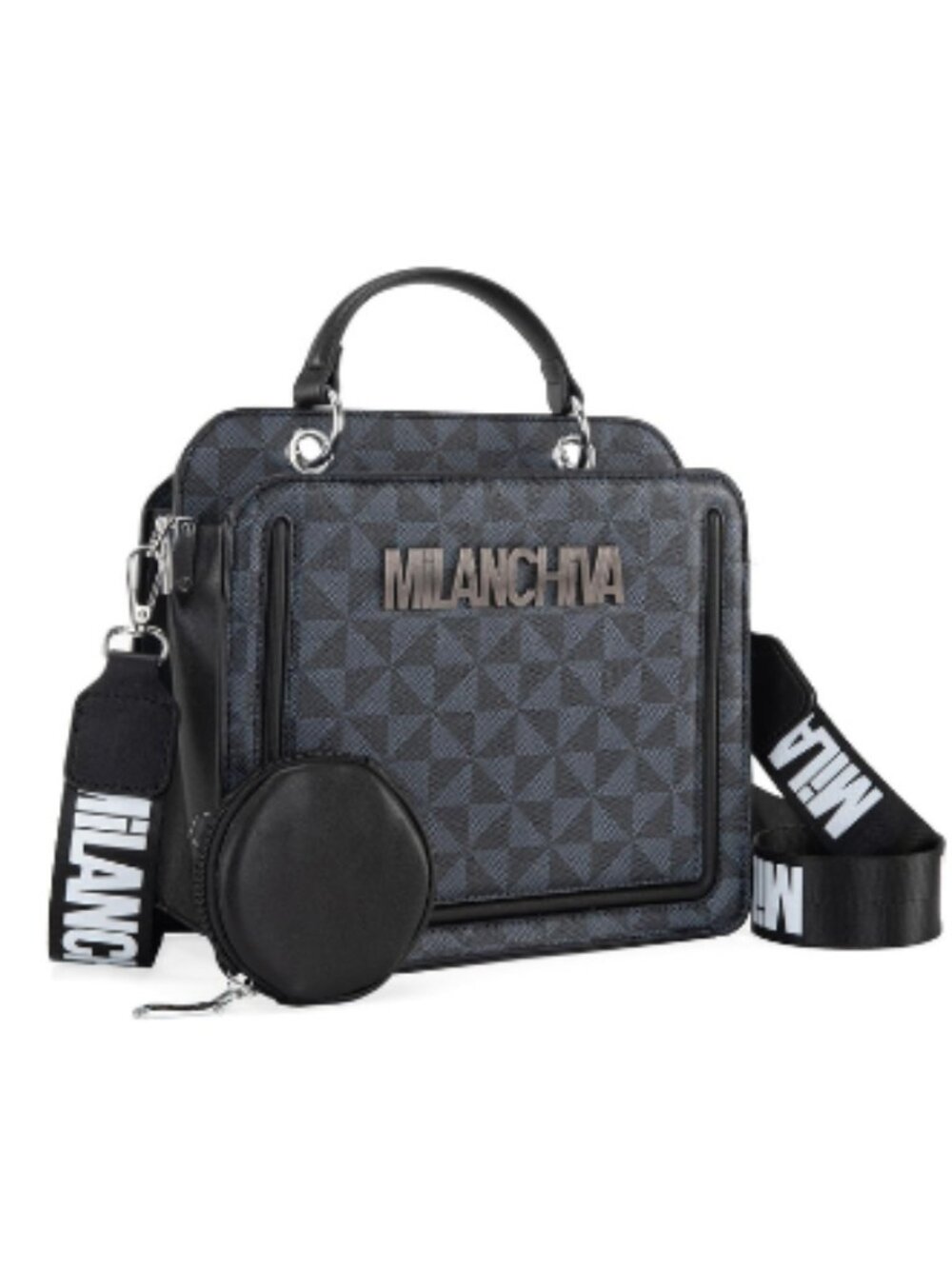 Milanchiva Women's Top Handle Tote Handbag Crossbody Purse Coin Pouch Black